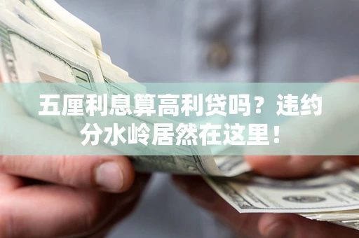 武汉五厘利息算高利贷吗？违约分水岭居然在这里！